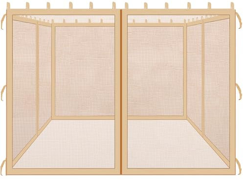 Coverify Rete per gazebo, 2,3 x 2,4 m, zanzariera universale di ricambio per gazebo, schermo per pergola esterna, pareti a 4 pannelli con cerniera (marrone)
