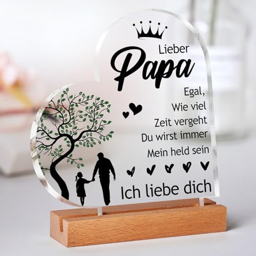 Vatertagsgeschenk für Papa, Geschenk Vatertag, Vatertag, Papa Geschenk, Vater Geschenk, Geschenke für Papa, Papa Geschenk Geburtstag, Geschenk Papa Geburtstag von der Tochter, Herzförmige Acryltafel