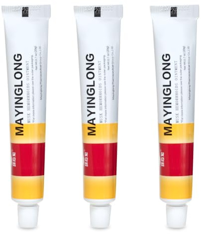 Mayinglong Musk Hemorrhoids Ointment (3 x 20g Tubes), 60g - Maximum Strength Formula for Hemorrhoidal Fast Relief, Soothes Itching, Burning & Discomfort - Fast-Acting Relief (2.12 oz Total)
