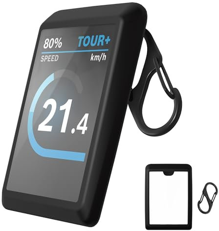 NEWZEROL Schutzhülle Kompatibel für Bosch Kiox 500 (PC-Displayschutz +Rand aus Silikon) wasserdichte Cover für Kiox 500 vor Kratzern, Stößen - Ebike Zubehör hülle mit Schlüsselanhänger - Schwarz