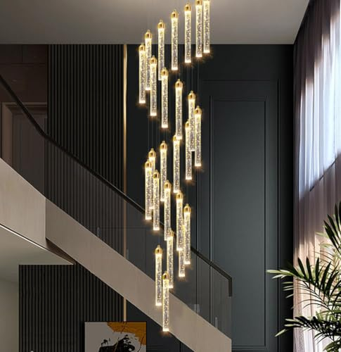 156-Zoll-Langlicht-Kronleuchter mit 20 Lichtern für den Eingangsbereich, dimmbare LED-Kronleuchter, Beleuchtungskörper, moderne flache, geneigte Pendelleuchten mit hoher Decke, Kristall-Tropfenleuch