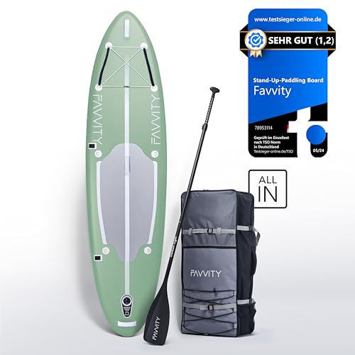 Stand-Up Paddling Board aufblasbar - Stilvoll Sub [7-Jahre Garantie] ultraleichtes SUP-Board | SUP Board Set Halb-Carbon 150kg Allrounder Stand-up Paddle-Board | Standup Paddle Board - FAVVITY