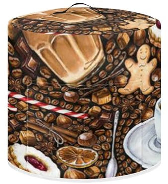 SEANATIVE Coffee Print Kitchen Appliance Dust Cover for Electric Pressure Cooker/Rice Cooker/Bread Maker Protective Cover with Top Handle and Pocket