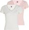 Tommy Jeans Camisetas de Manga Corta Mujer Pack de 2 con Cuello de Pico, Multicolor (Ecru/Precious Pink), S