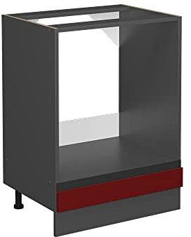 Vicco Herdumbauschrank R-Line, Herdschrank, Rot/Anthrazit, AP Marmor