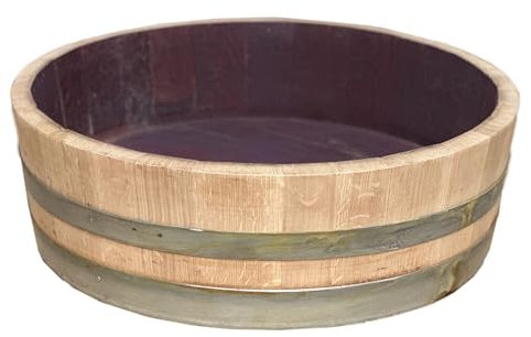 Temesso halbes Weinfass, Holzfass aus Eichenholz geschliffen als Kräuterbeet, Pflanzkübel oder Teich (1/4)