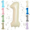 Beige 40 Inch Number 1 Balloon,Large Self Inflating Cream Foil Number Balloons 0-9 for Boys Girls,White Sand One Balloons for Birthday Party Decorations Supplies