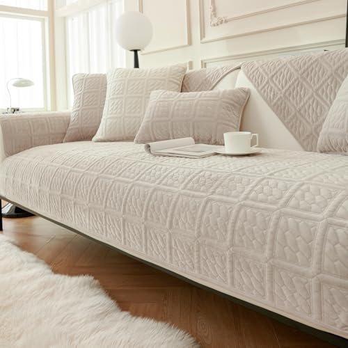 Upgrade Milchsamt Superweiche Sofa Überzug L Form U 1/2/3/4 Sitzer Couch Überzug Ecksofa, Sofabezug Set Universelle Rutschfeste Sofaschoner SofaÜberwurf Schutzdecke für Wohnzimmer(Khaki, 70*150cm)