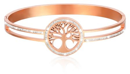 Eigso Bracelet en acier inoxydable Rose Gold pour femmes Hommes Mode unisexe Arbre de vie Pendentif Bracelet pour femme Homme
