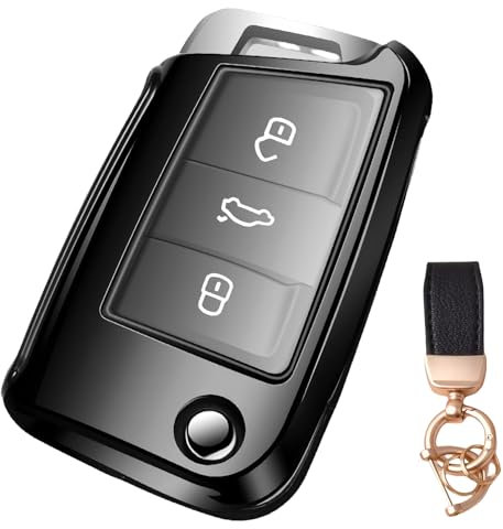 NEUHOO Auto Zubehör für VW T-ROC 2017-2024 2025 Schlüsselhülle und Schlüsselanhänger, Schlüsselgehäuse Silikon Schlüsselkarte Hülle (Schwarz-1)
