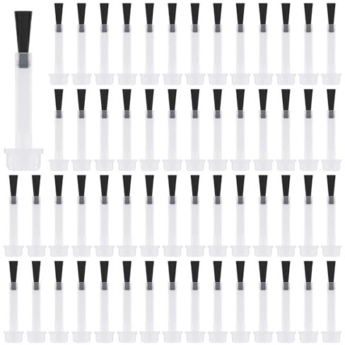 JIYIN 60 Pcs Replacement Nail Polish Brush, Disposable Nail Art Brush Set Soft Bristles Nail Brushes Disposable Dip Liquid Replacement Brush, Flat Head Brushe Nail Design Kit Nail Tools for Salon
