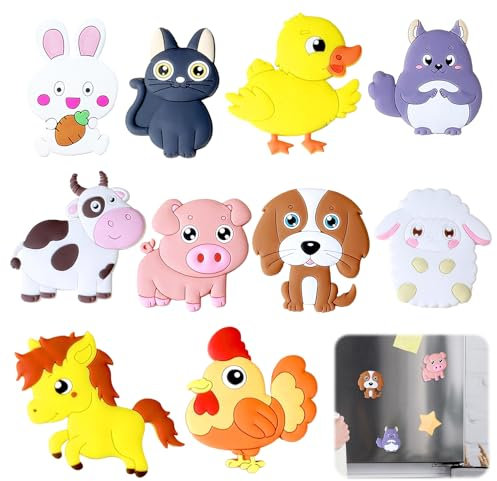 Imanes de Nevera para Niños, Set de 10 Imanes de Animales Magnéticos para Tablero Magnético, Aplicable a Juguetes Educativos para Guardería, Hogar y Aula