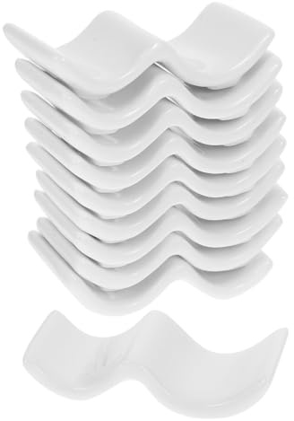 PRETYZOOM 10 Pezzi Poggia Bacchette in Porcellana Bianca 3.15X1.42X0.79 Pollici Supporto per Bacchette E Cucchiaio per Cucina Tavola Accessori per Ristoranti E Feste