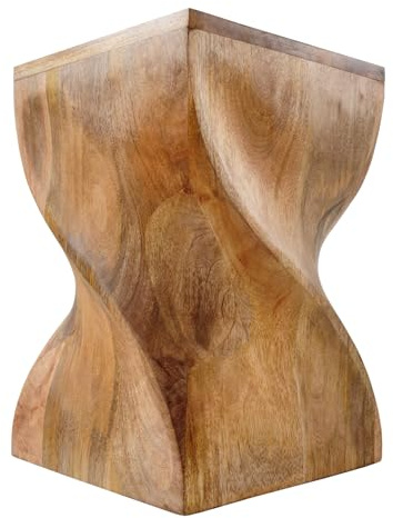 Riess Ambiente Massiver Hocker Twist - 45cm - Natur Mangoholz - Handmade Beistelltisch