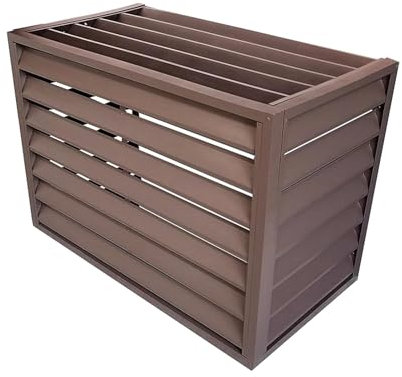 LLZJDDPLY Verkleidung for Klimaanlage und Wärmepumpe for Außengerät Garten Balkon – Schutzgitter/Sichtschutz aus Aluminium mit Lamellen(Brown,100x50x70cm/39x20x28in)