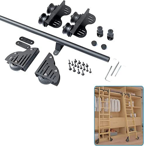 DZZTHSH Scala Retrattile in Legno con rotaia Scorrevole, Kit per Scale con rotaia Scorrevole, Accessori per Scale in Legno con rotaia Scorrevole, Adatti per Sala Studio Biblioteca Ufficio