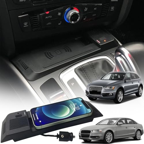 Singkin Kabelloses Ladegerät Auto für Audi A4 2008-2016 A5/S5 2008-2016 RS5 2012-2014 Q5 2010-2018 SQ5 2014-2017, 15W Schnellladendes Handy-Ladegerät für Audi A4 B8 Allroad Q5 SQ5 A5 S5 RS5 Zubehör