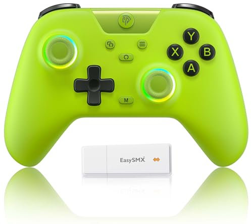 EasySMX X05 Controller PC mit 7 Farbe RGB Licht, Controller PC wireless mit Hall Joysticks & Hall Triggers, Bluetooth Controller für PC/Switch/Steam/Handy