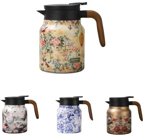 HeFZiYMOZaDP Tetera con diseño floral vintage con infusor, termo de té con colador, termo de acero inoxidable con tapa, para bebidas calientes