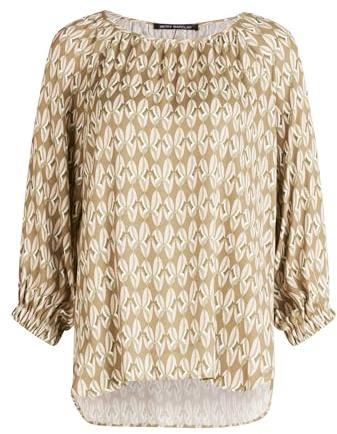 Betty Barclay Damen Schlupfbluse mit Rundhalsausschnitt 48, Khaki/Nature