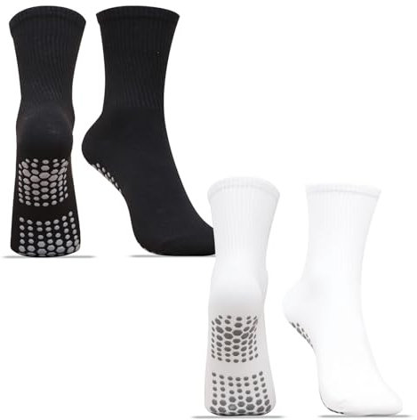 GOZINA 2 paia di calzini da pilates, da yoga, da donna, 35 a 40, pilates, sport, balletto, terapia, calzini da donna e bambino, colore bianco nero, bianco, nero, 35-40