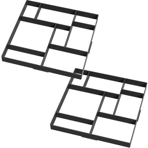 FIVMEN 2x Pflasterform Gießform Gehweg Schablone 8 Kammern DIY Garten Betonformen Schalungsform Pflastersteine Streichen aus Kunststoff Gehwegplatten, Quadrat 01