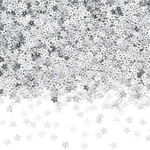 HOBBIESAY About 10000Pcs Silver Star Sequins Mini Hollow Star Sequins Embroidery Tiny Sew on Sequin with Holes DIY Loose Sequin for Sewing Dolls Jewelry Making Crafts Party Wedding Decorations