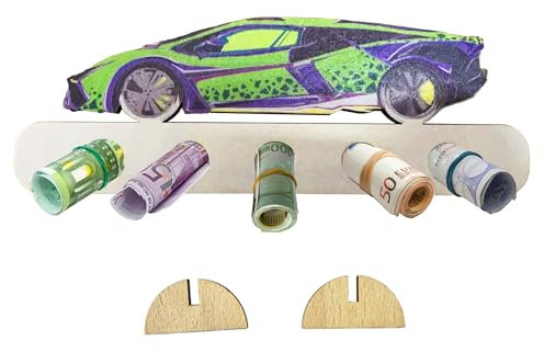 Auto Geschenke für Männer, Geburtstag Geldgeschenk Holz, Geschenk für Rennfahrer, Geldgeschenk für Führerschein, Neuen Auto, Tankgutschein Geld Geschenk Holz Deko für Freunde, Familie, Frauen