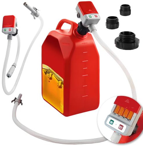 Kraftstoffpumpe mit Auto-Stopp-Sensor, Elektrische Dieselpumpe 2.4GPM mit 3 Adaptergrößen, Selbstansaugende Ölabsaugpumpe mit Schläuchen und Zapfpistole für Diesel, Öl & Benzin