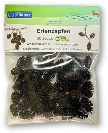 Generisch Erlenzapfen für Aquarien – 50/100 / 200 Stück – Naturprodukt zur Wasserpflege im Aquarium | Mit Huminstoffen | Für Garnelen, Welse & Schwarzwasser-Fische | Aus Europa (200 Stück)