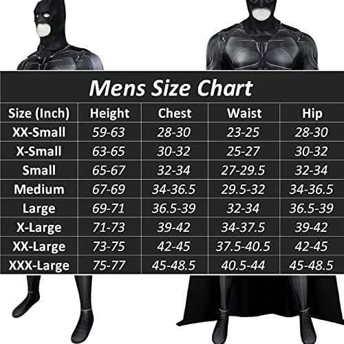 Huraogcos Costume da Bat per adulti, Maschera da Bat da uomo Dark Knight in costume da supereroe con maschera e mantello, Outfit per festa di Halloween (S)