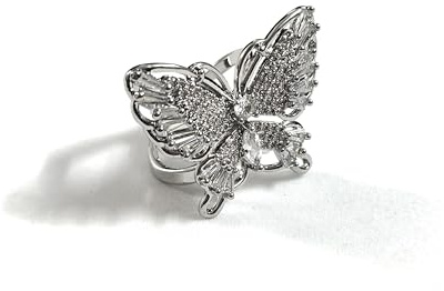 Climple Schmetterling Schal Ring für Frauen - Fliege Schal Schnalle Schmuck kubischer Zirkonia Imitation Diamant für Hochzeit, eleganten Anlass