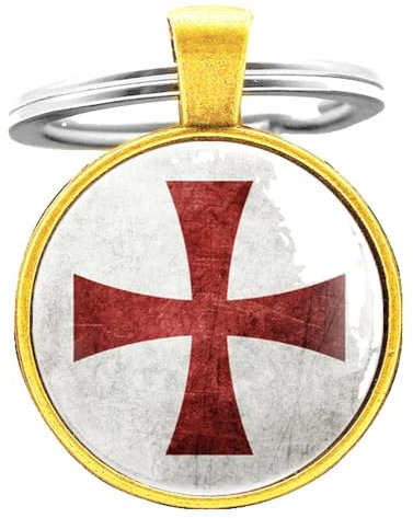 KREATIONS Templer Kreuz Schlüsselanhänger Glas Schmuck