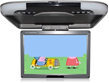 Monitor de reposacabezas para coche, Monitor de montaje en techo de coche HD de 12,1 pulgadas, rotación de pantalla de 360 ​​°, reproducción de vídeo de coche, TV de techo automático, altavoz LED IR U