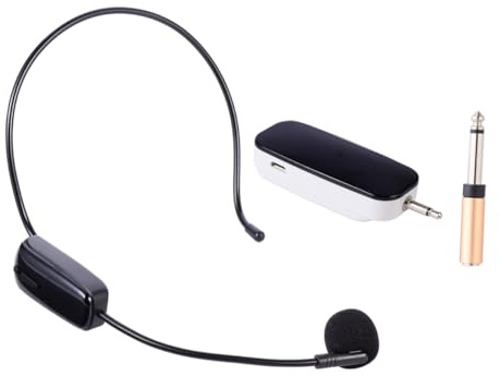 Kisangel Kabelloses Headset Mikrofon Uhf 1 Satz Kunststoff Schwarz | 2-in-1 mit Auto Frequenz, 45w Ausgangsleistung, Kompakt und Leicht, für Stand und Präsentation