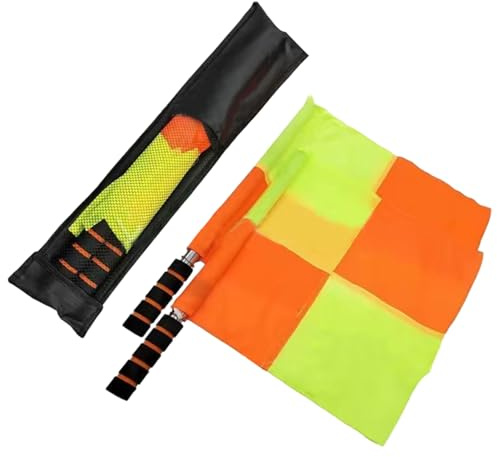 Pesoncarl 2PCS Soccer Referee Flags, 15x13 Inch Waterproof Soccer Flags with 18 Flagpole and Storage Bag for Sports Match, Official Events