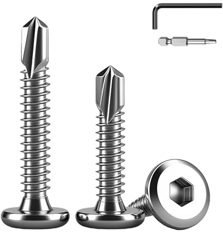 QANCEN 40 piezas 6.3x25mm Tornillos de Cabeza Plana con Llave Hexagonal Interna, Acero Inoxidable 410,Tornillo Autoperforante Avellanado para Fijación en Madera y Metal