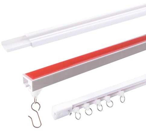 INCREWAY Vorhangschienensystem, selbstklebend, ohne Bohren, 300 cm, Weiß, Deckenvorhangschiene, flexible Decken- und Wandmontage, Raumteiler für Badezimmer (inkl. Vorhangaufhänger), 1 Set