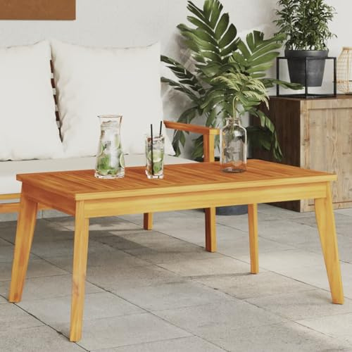 QJBSAVVA Esstisch aus Massivholz Akazie 103 x 58 x 45 cm für Garten Terrasse Balkon mit rustikalem Design und robuster Tischplatte