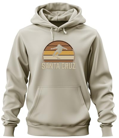 Printera Santa Cruz Skateboard Retro Skater Vintage Sunset Surfer Cali Unisex Hoodie Kapuzenpullover, Natur, XXL