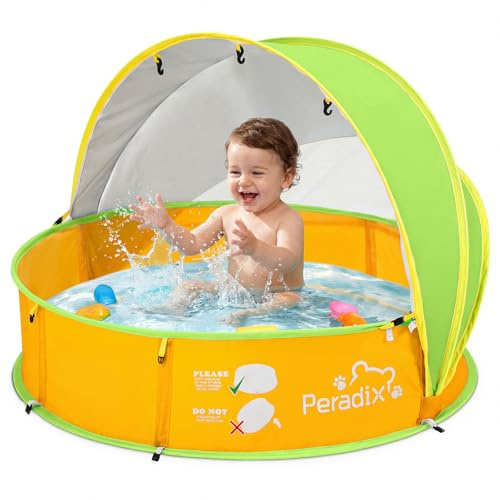Peradix 4 in 1 Pop Up Baby Planschbecken,Babypool mit UV Schutz Bällepool, Baby Zelt Strandzelt mit Moskitonetz,Tragbare Spielzelt Bällebad Sonnenschutz Sommer für Jahre