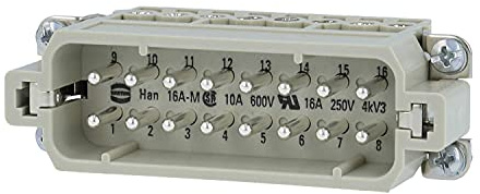 HARTING Han 16A Stifteinsatz (M) Schraubanschluss, 16-polig+PE 250V, 16A - 1 Stück
