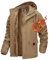MAGCOMSEN Winter Herren Jacke Warm Gefüttert Fleecejacke mit 7 Taschen Männer Dick Übergangsjacke Baumwolle Winterparka mit Multi Taschen Khaki L