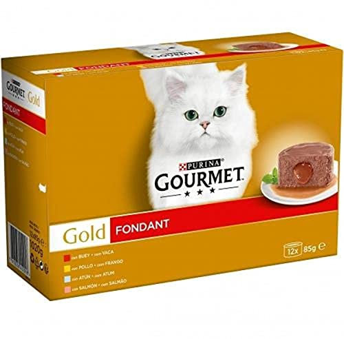 Purina Gourmet Gold Fondant, Nassfutter für Katzen, Sortiment, 12 Dosen à 85 g