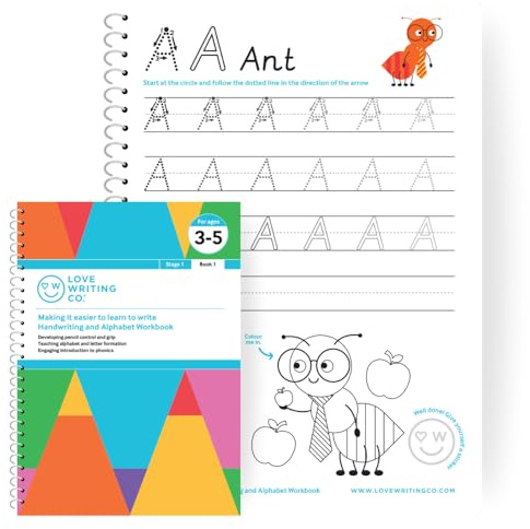 Handwriting Workbook Ages 3-5 | Letter Tracing & Pencil Control for Preschool Learning | Learn to Write Activity Book | Screen-Free Phonics Practice | Alphabet Practice |Love Writing Co.