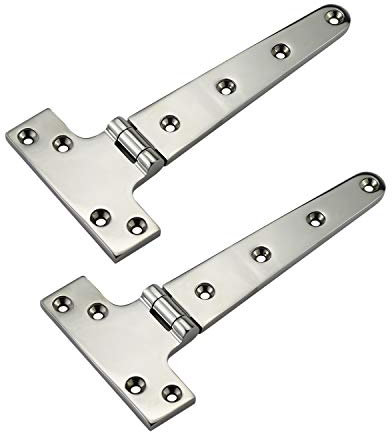 Pair of 316 Stainless Steel Heavy Duty Marine Grade T Hinge 8(L)*4(W) Cast Strap Hinge