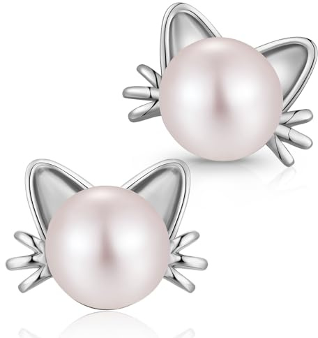 Chat Boucles d'Oreilles en Argent 925 Sterling, Femme Boucles Oreilles Mignon Patte Bijoux Cadeaux Idéal Noël pour Propriétaires Animaux