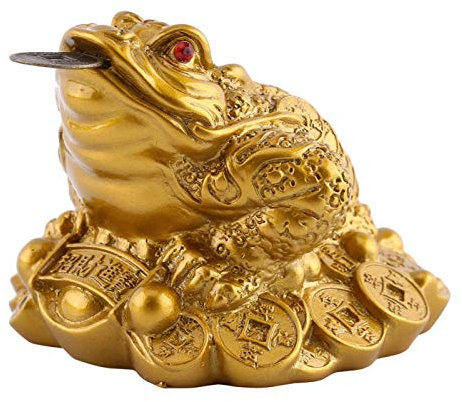 BHDD Geldfrosch, Glücksfrosch, Geldkröte Reichtum Feng Shui Frosch, Dekorationsgeschäft Hotel für Zuhause für Büro(Imitation Copper, Small Size 6X6X5 cm)