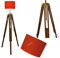 Lampada da terra di design vintage con treppiede in legno