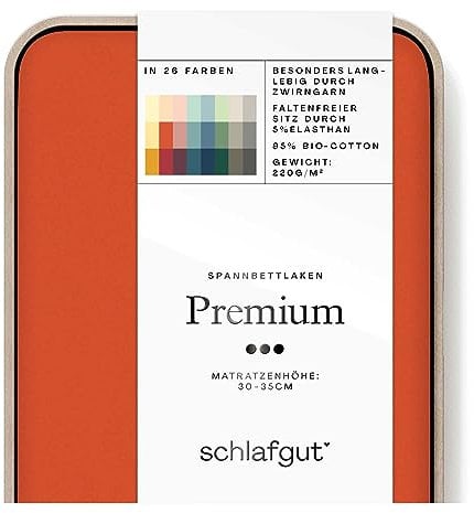 Schlafgut Premium Spannbettlaken 180x200cm bis 200x220cm Red Mid, Spannbetttuch aus weicher Biobaumwolle